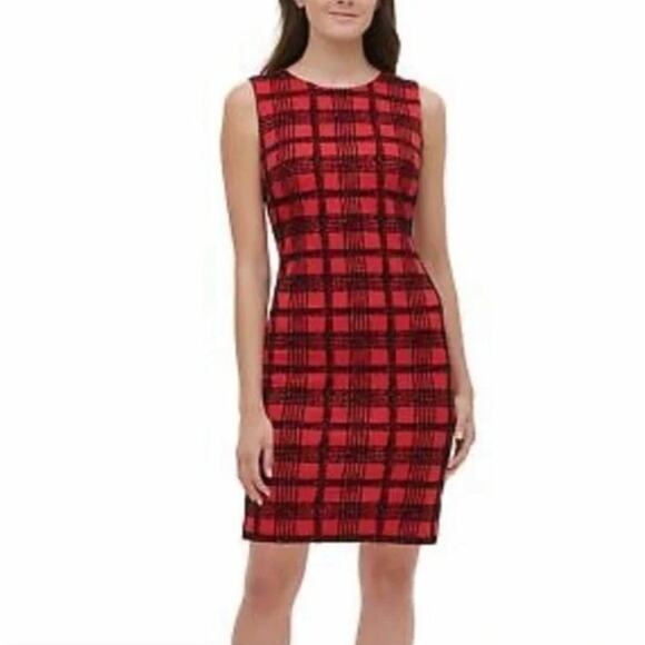 Tommy Hilfiger Red & Black Plaid Sleeveless Dress  Size 4 - Picture 1 of 7